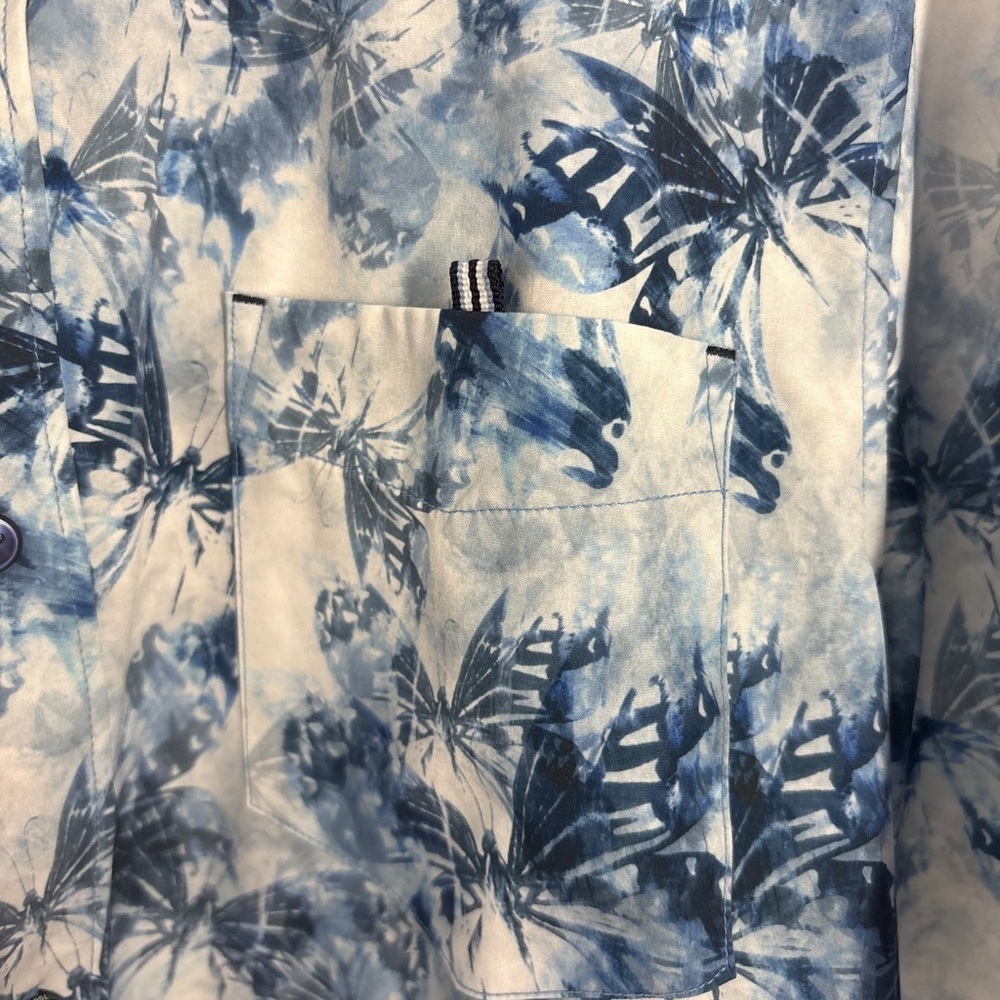 7 Diamonds Blue and White Men's Butterfly Shirt - Large - Picture 4 of 11